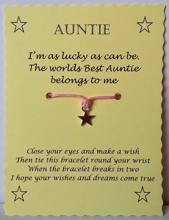 Buy For A Special Auntie Silver Star Wish Bracelet, Adjustable Cord Bracelet,  Special Gift for Auntie, Birthday-christmas, Stocking Filler, UK Online in  India - Etsy
