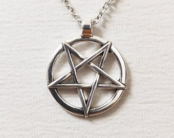 Lucifer pentagram silver plated necklace