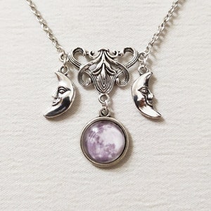 Triple moon silver plated necklace