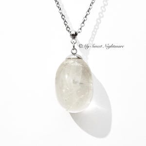 Hyaline quartz crystal pendant, clear quartz necklace, unisex necklace, crystal necklace, healing crystal jewelry, handmade jewelry