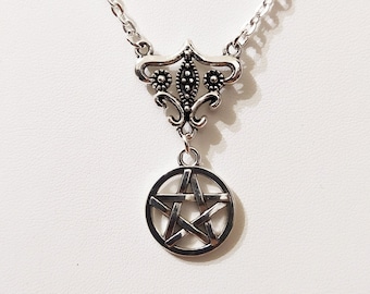 Pentacle necklace, pentacle jewelry, witch pendant, witchcraft necklace, pagan jewelry, witch pentacle, gothic jewelry