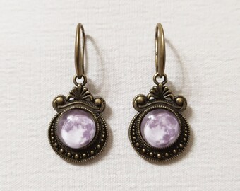 Full moon bronze victorian earrings