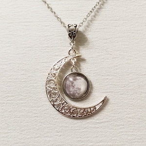 Crescent Moon Necklace and little full moon
