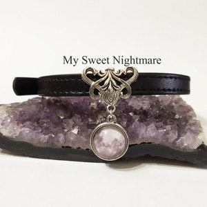 Witchy cat collar with full moon, adjustable from 7,87402 to 11,0236 inches