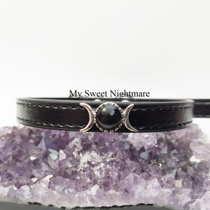 Witchy cat collar with triple moon moon, adjustable from 7,87402 to 11,0236 inches