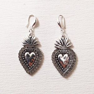 Sacred Heart Silver Plated earrings