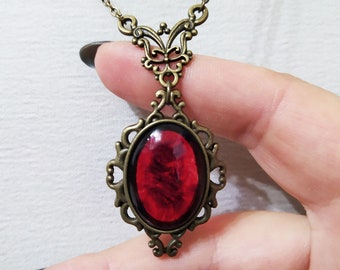 Collar victoriano, colgante victoriano, joyería victoriana, collar de piedra roja, joyería gótica, collar gótico, joyería oscura