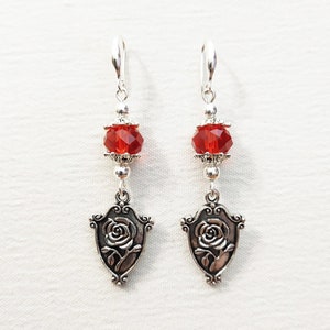 Gothic earrings, gothic rose jewelry, red crystal earrings, vampire earrings, gothic jewelry, victorian jewelry, blood stone earrings