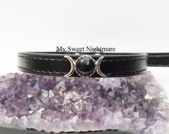 Collar ajustable para gatos de triple luna negro