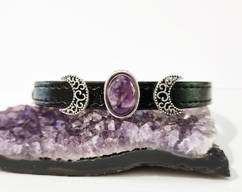 Crystal cat collar, witchy cats collar, amethyst cat collar, witches cat collar, adjustable