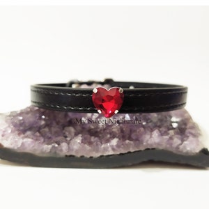 Crystal red heart cat collar, adjustable