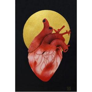 Gothic Anatomical Heart Oil Painting on Canvas, Dark Art, Surreal Heart Artwork, Macabre Wall Decor, Dark Gothic Art