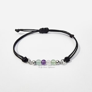 Cord rainbow fluorite crystal bracelet, natural fluorite jewelry