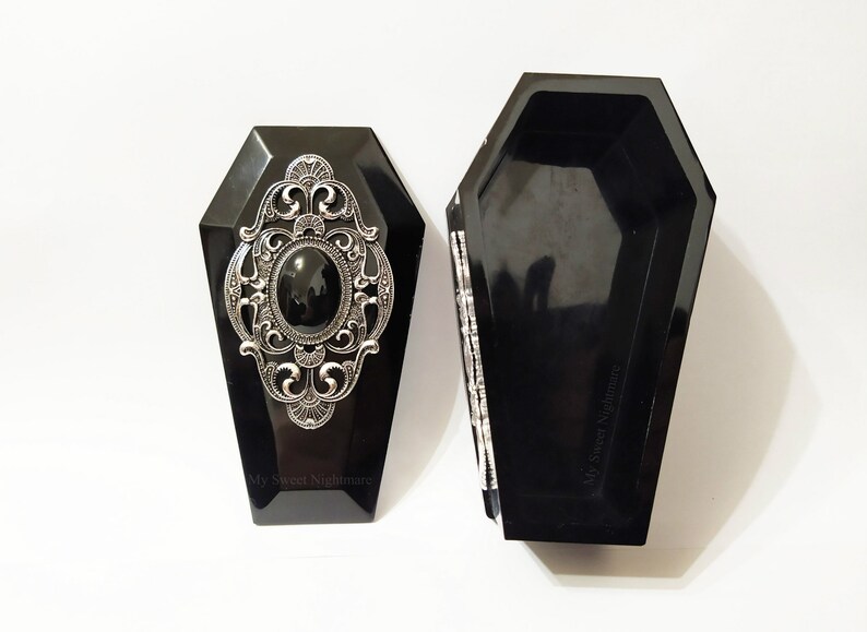 jewel case resin coffin gothic accessories gothic gift trinket tray goth Gothic home decor