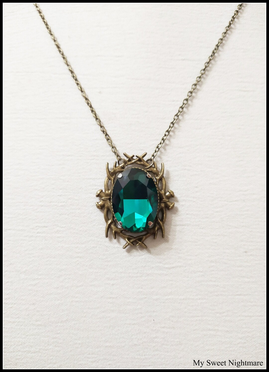 Enchanted Forest Pendant Necklace with Rutilated Quartz and Diamonds main image 1