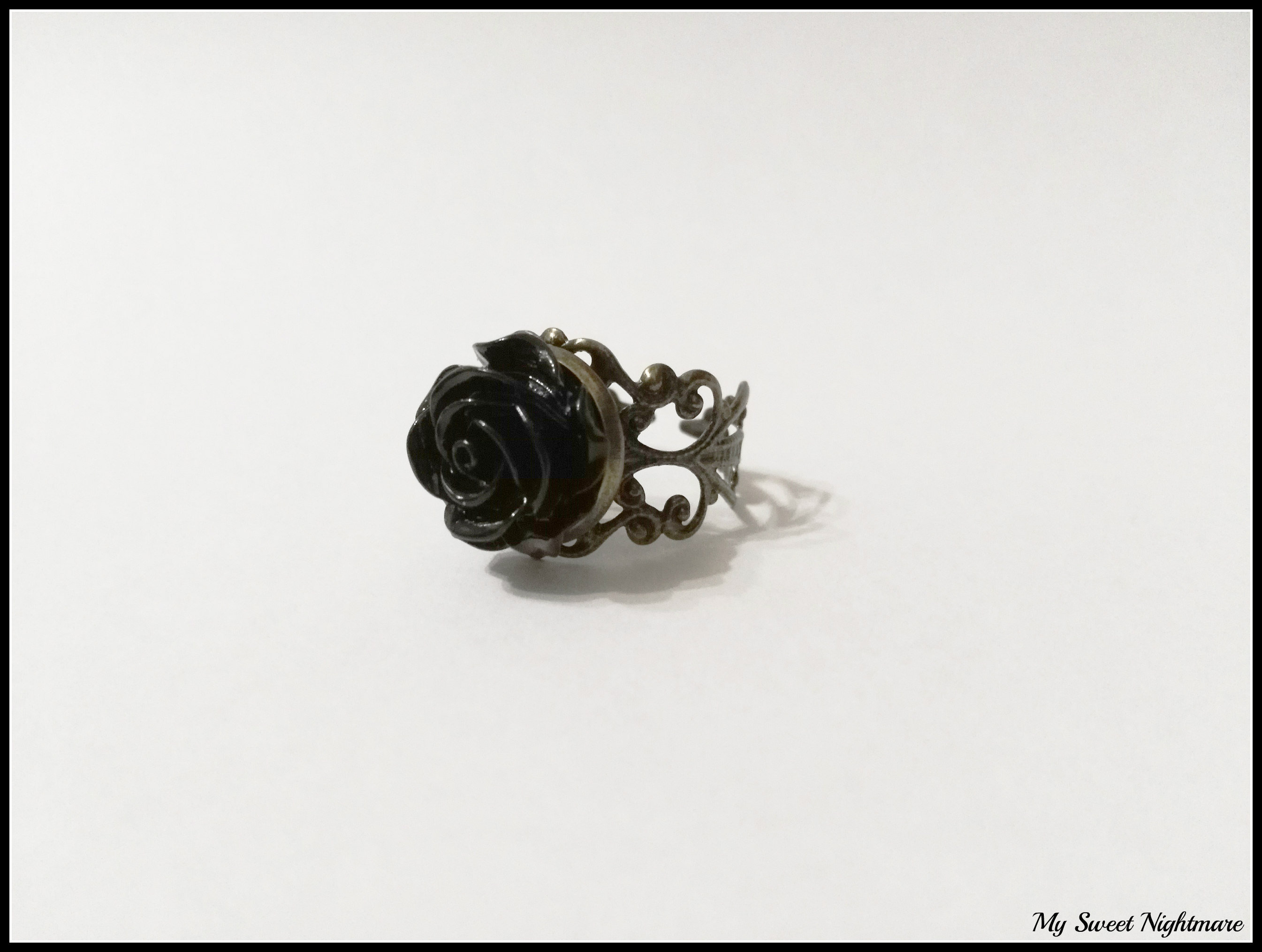 Anello Rosa 925 Sterling Argento Fiore Rosa Gotico Donna