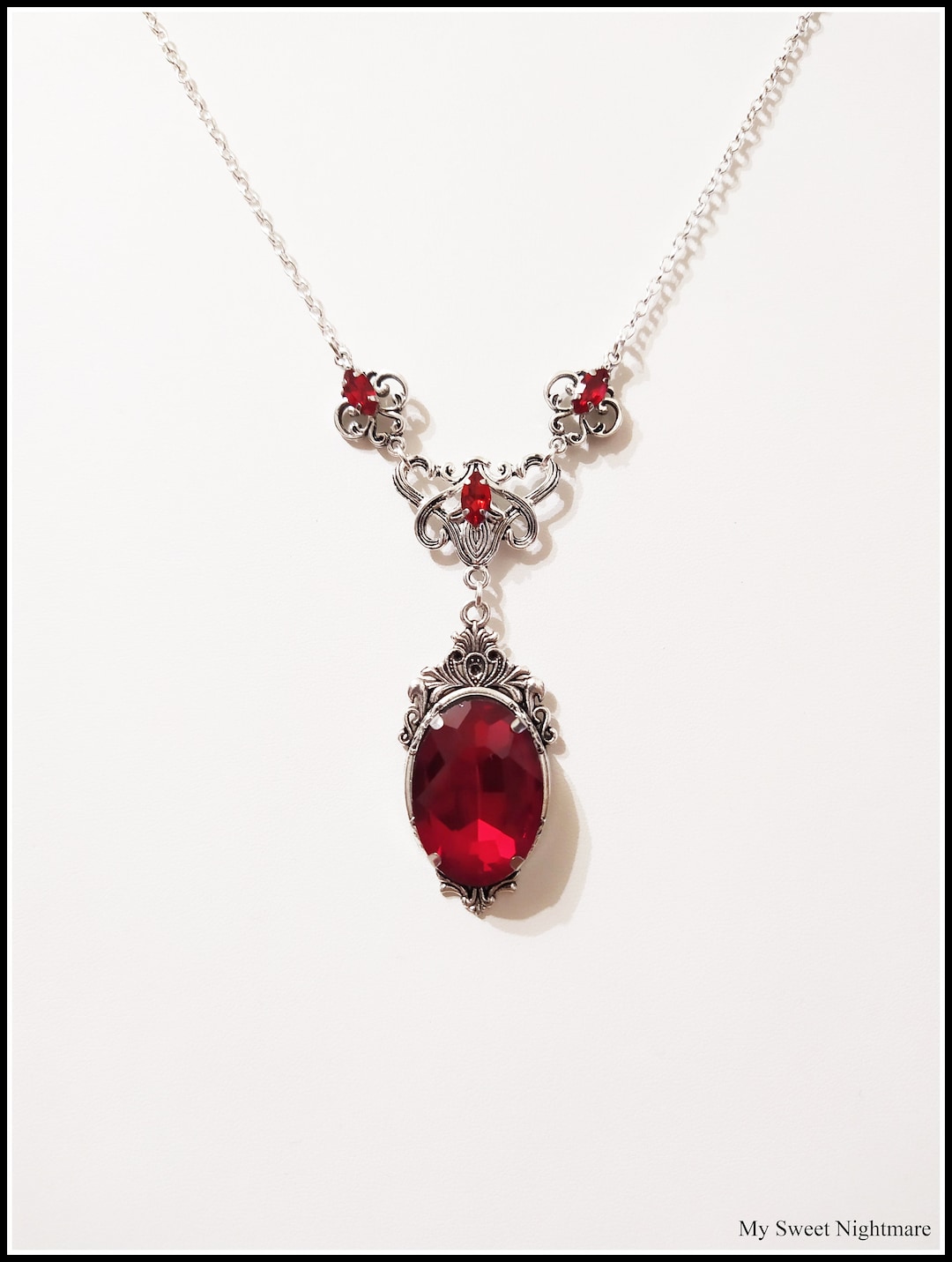 Victorian Necklace Ruby Red Necklace Gothic Necklace - Etsy