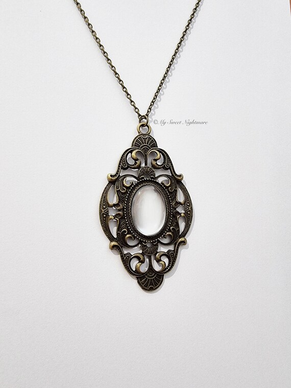 Gothic Necklace, Victorian Jewelry, Vintage Victorian, Bronze and