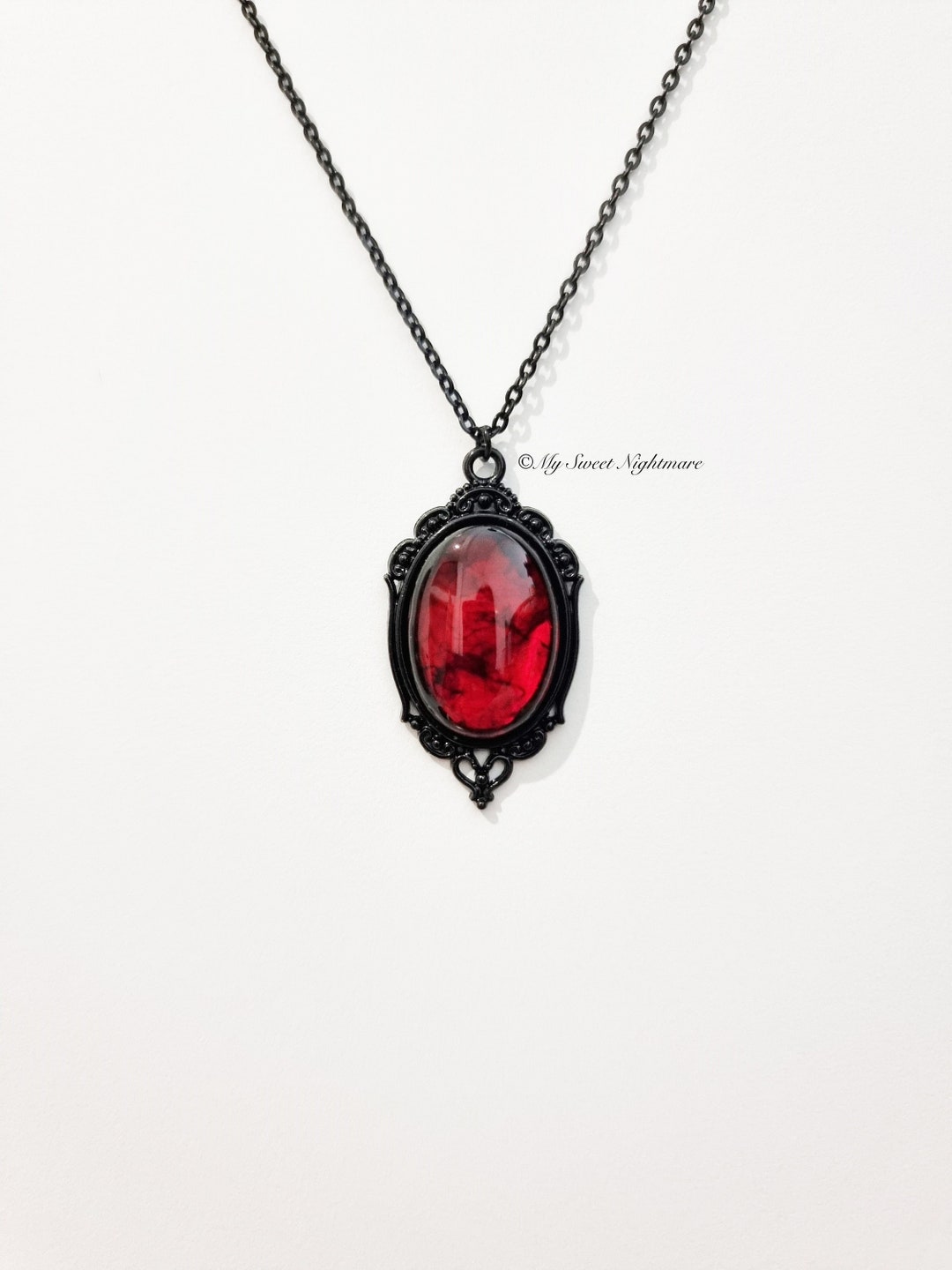 Resin Blood Effect Gothic Necklace, Vampire Necklace, Gothic Jewelry