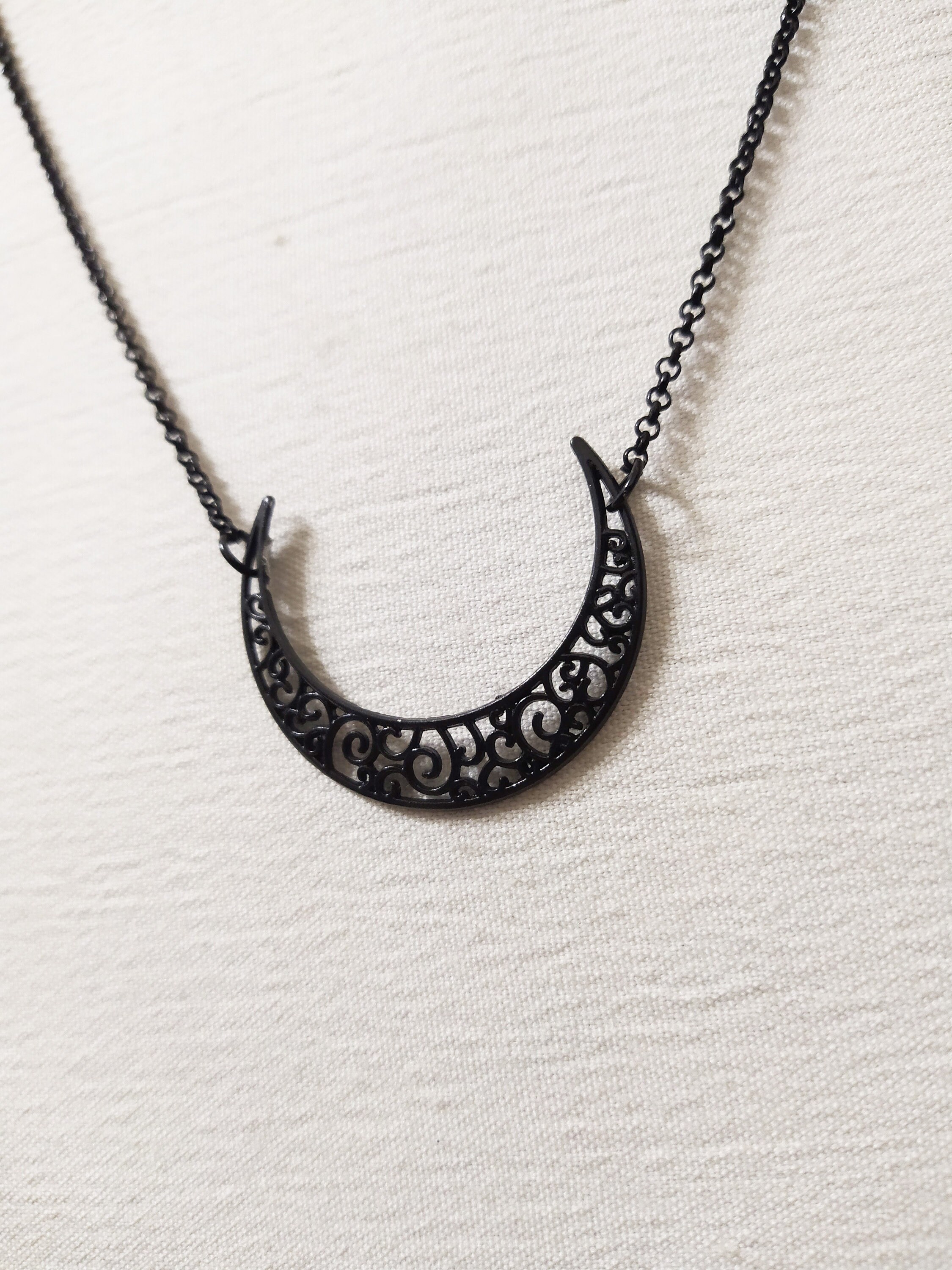 Black Half Moon Necklace | Etsy