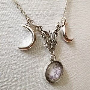 Triple Moon Necklace Triple Goddess Pendant Wiccan Jewelry - Etsy
