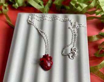 MADE TO ORDER - Miniature Anatomical Heart Pendant with 925 Sterling Silver Chain - Medical Love Valentine