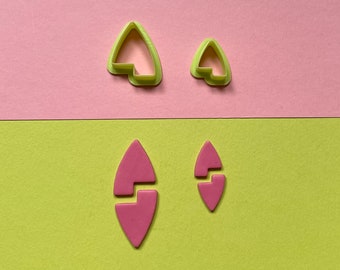 Set of 2 Arrowhead Half Shape Cutters for Making Polymer Clay Jewellery - Make Your Own Earrings