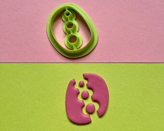 5 Section Cutter for Polymer Clay Earrings, Necklace or Cookie Making - Abstract Art Shape