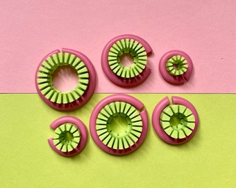 Set of 6 Hoop Measuring Guide for making Polymer Clay Earrings - Fimo Sculpey Cernit Kato Polyclay Crafts