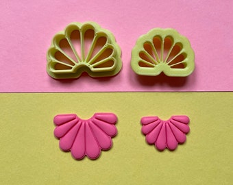 Art Deco Fan Shaped Cutter for Polymer Clay Earrings, Necklace or Cookie Making - Embossed Art Deco Cutter