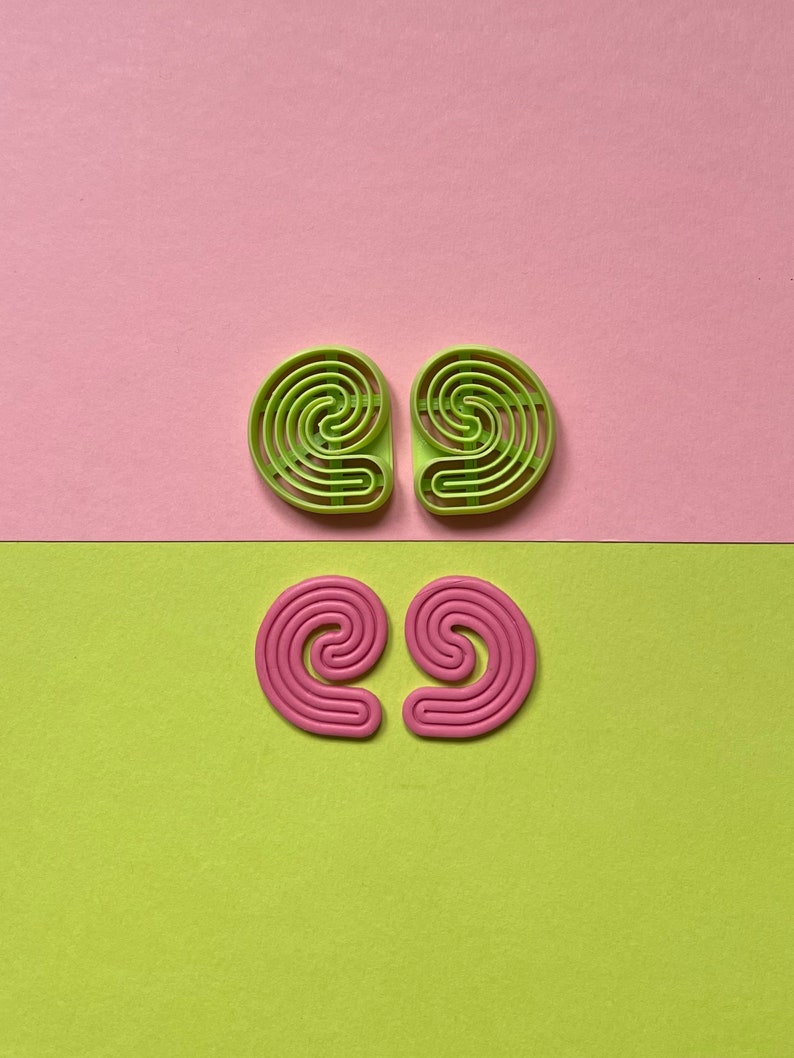 C Shaped Squiggle Cutter for Polymer Clay Earrings, Necklace or Cookie Making Abstract Wiggly Art Shape image 7