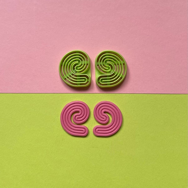 C Shaped Squiggle Cutter for Polymer Clay Earrings, Necklace or Cookie Making - Abstract Wiggly Art Shape