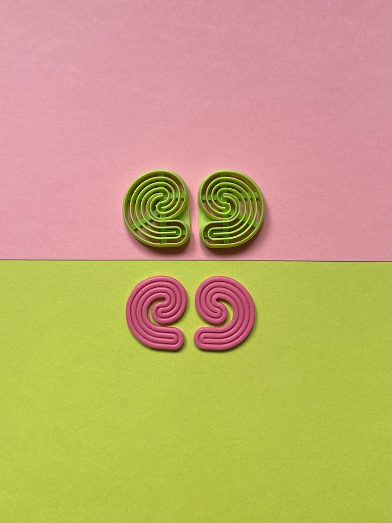 C Shaped Squiggle Cutter for Polymer Clay Earrings, Necklace or Cookie Making Abstract Wiggly Art Shape image 1