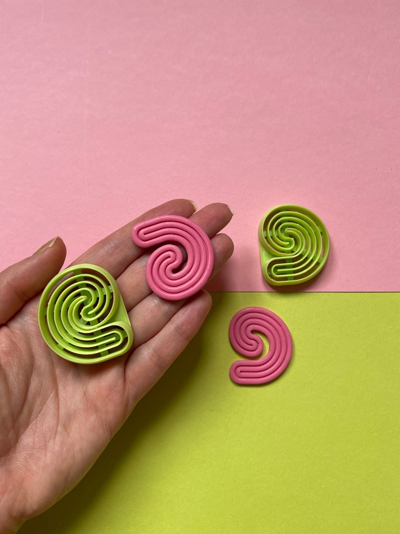 C Shaped Squiggle Cutter for Polymer Clay Earrings, Necklace or Cookie Making Abstract Wiggly Art Shape image 3