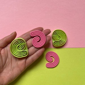 C Shaped Squiggle Cutter for Polymer Clay Earrings, Necklace or Cookie Making Abstract Wiggly Art Shape image 6