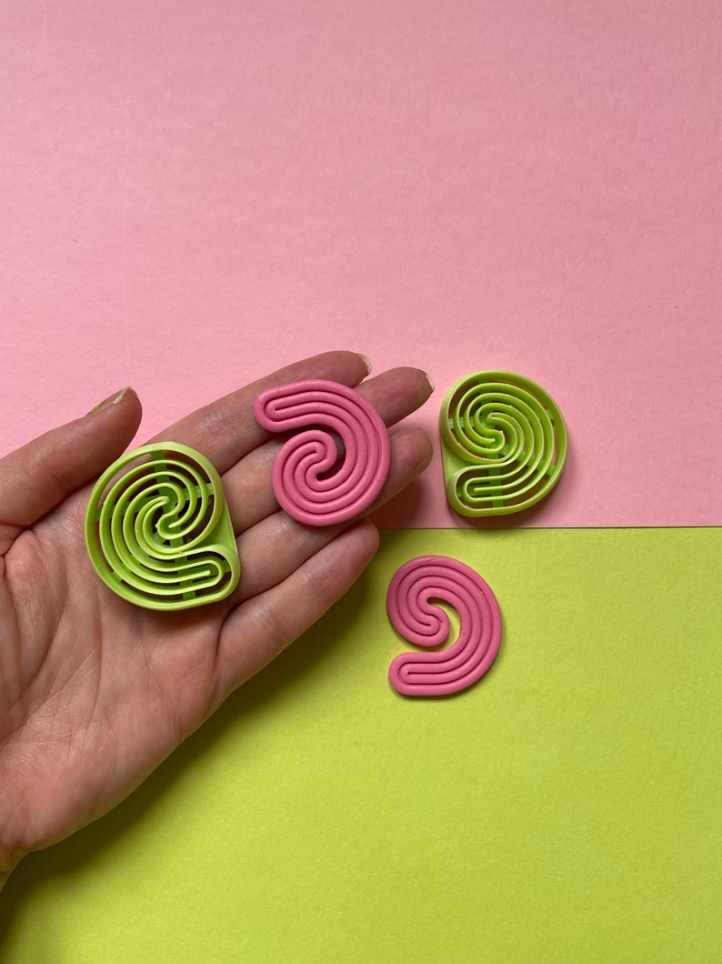 C Shaped Squiggle Cutter for Polymer Clay Earrings, Necklace or Cookie Making Abstract Wiggly Art Shape image 6