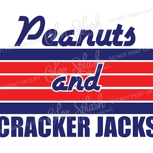 Peanuts and cracker jacks baseball svg, dxf, png, eps, cricut cameo cut file, instant download design