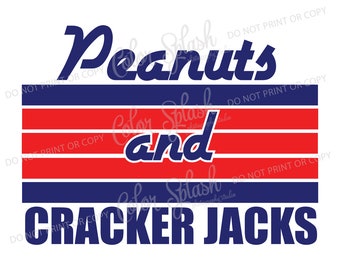 Peanuts and cracker jacks baseball svg, dxf, png, eps, cricut cameo cut file, instant download design