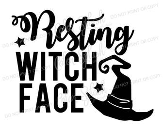 Resto bruja cara halloween svg, dxf, png, eps archivo de corte, cameo de silueta, cortable, clipart