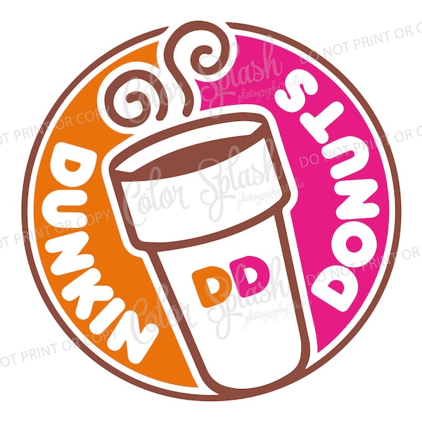 Dunkin donuts, dunkin coffee circle, SVG, DXF, EPS, clipart, svg cuttables, clip art, Cricut, Silhouette, Cutting File