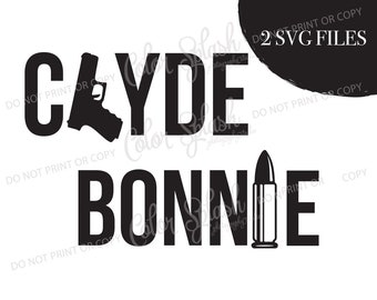 Bonnie and Clyde, matching couples svg, png, dxf, eps cutting file, silhouette cameo, cuttable, clipart, dxf, cricut file