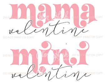 mama valentine, mini valentine matching, retro, groovy, hippie, sublimation download, png, printable