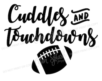 Abrazos y touchdowns fútbol svg, dxf, png, eps archivo de corte, cameo de silueta, cortable, cliparte