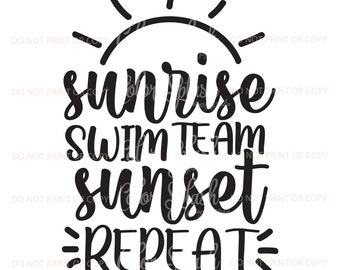 sunrise swim team sunset repeat, svg cutting file, silhouette cameo, cuttable, clipart, dxf, png, cricut