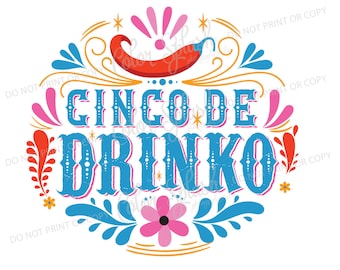 Cinco de drinko cinco de mayo, clipart, hoge resolutie png, sublimatie, instant download ontwerp
