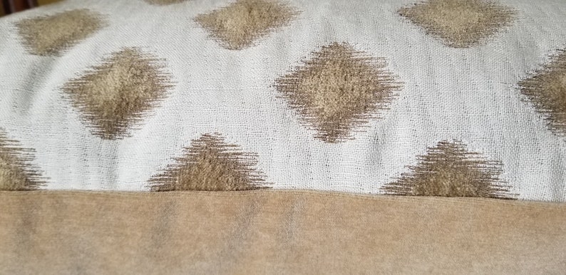 PAIR Stunning Chenille Diamond Ivory and Pale Gold Pillow Covers Custom Pillow Cover 22x22 PAIR