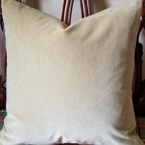 Donghia Cashmere Velvet Herringbone Cream Italian Herringbone Velvet 718 USD/yd Menswear Haberdashery Both Sides!