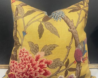 Tissu d'ameublement - HYDRANGEA BIRD - GP & J BAKER - pour rideaux / à fleurs / en lin
