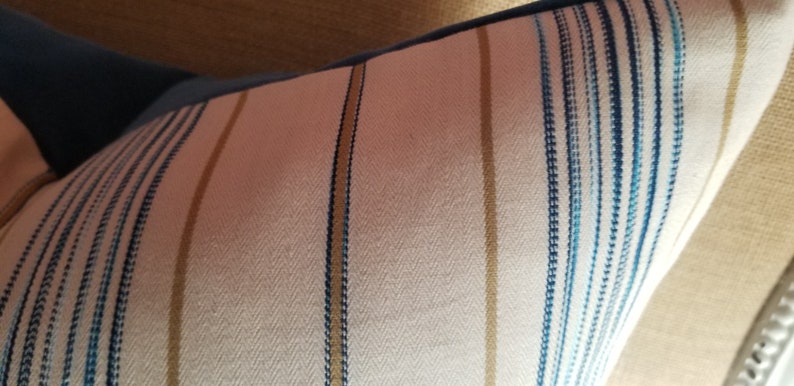 Ralph Lauren Trouville Ticking Stripe Ticking Pillow Denim Pillow Cover! Rustic Pillow Cottage Pillow image 4