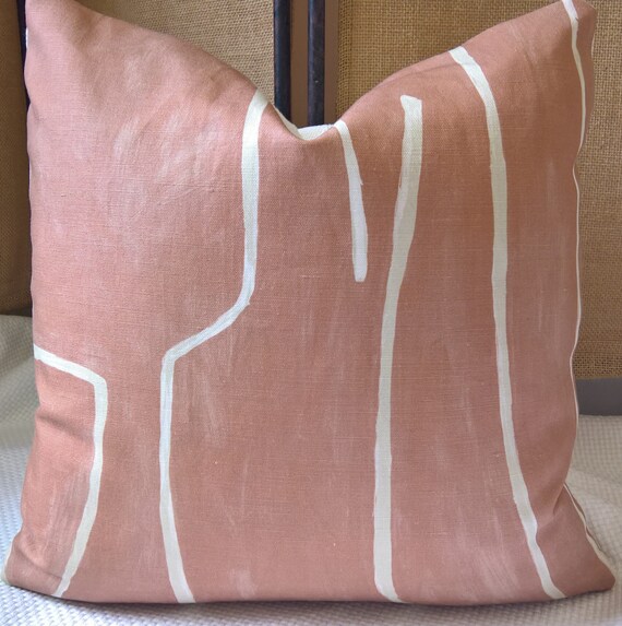 Kelly Wearstler Groundworks Graffito Graffito Salmon Cream Pillow COVER